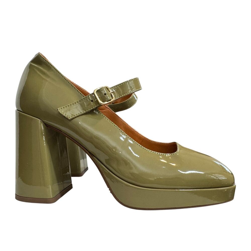 Sezane Georgia High Mary Janes Polished Pistachio Green Patent FR 39 US 8 - Picture 3 of 12